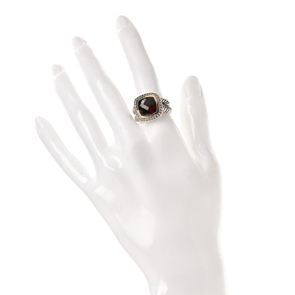 David Yurman Sterling Silver 18K Yellow Gold Diamond Garnet 11mm Albion Ring 54 7 2 of 5