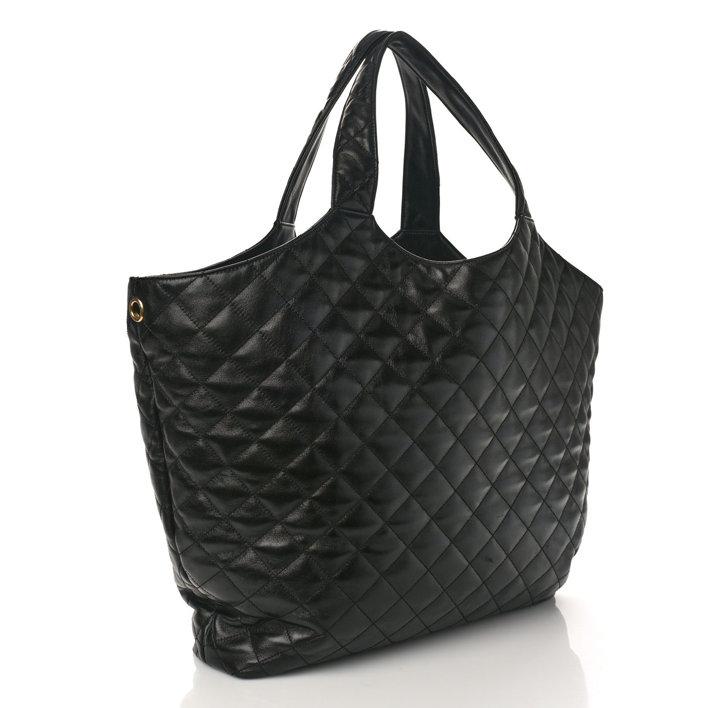 Lambskin Quilted Maxi Icare Shopping Tote Black
