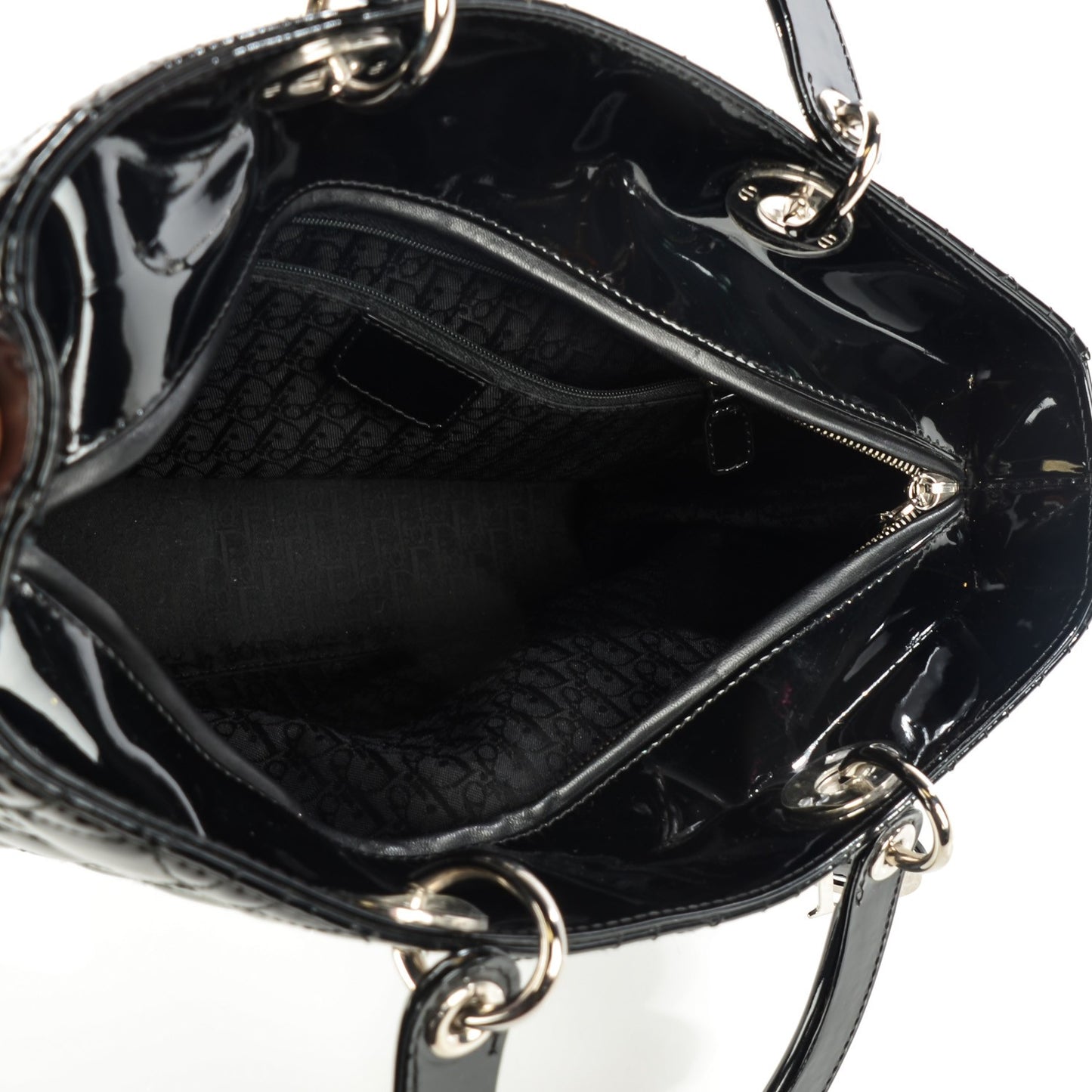 Patent Cannage Large Lady Dior Black