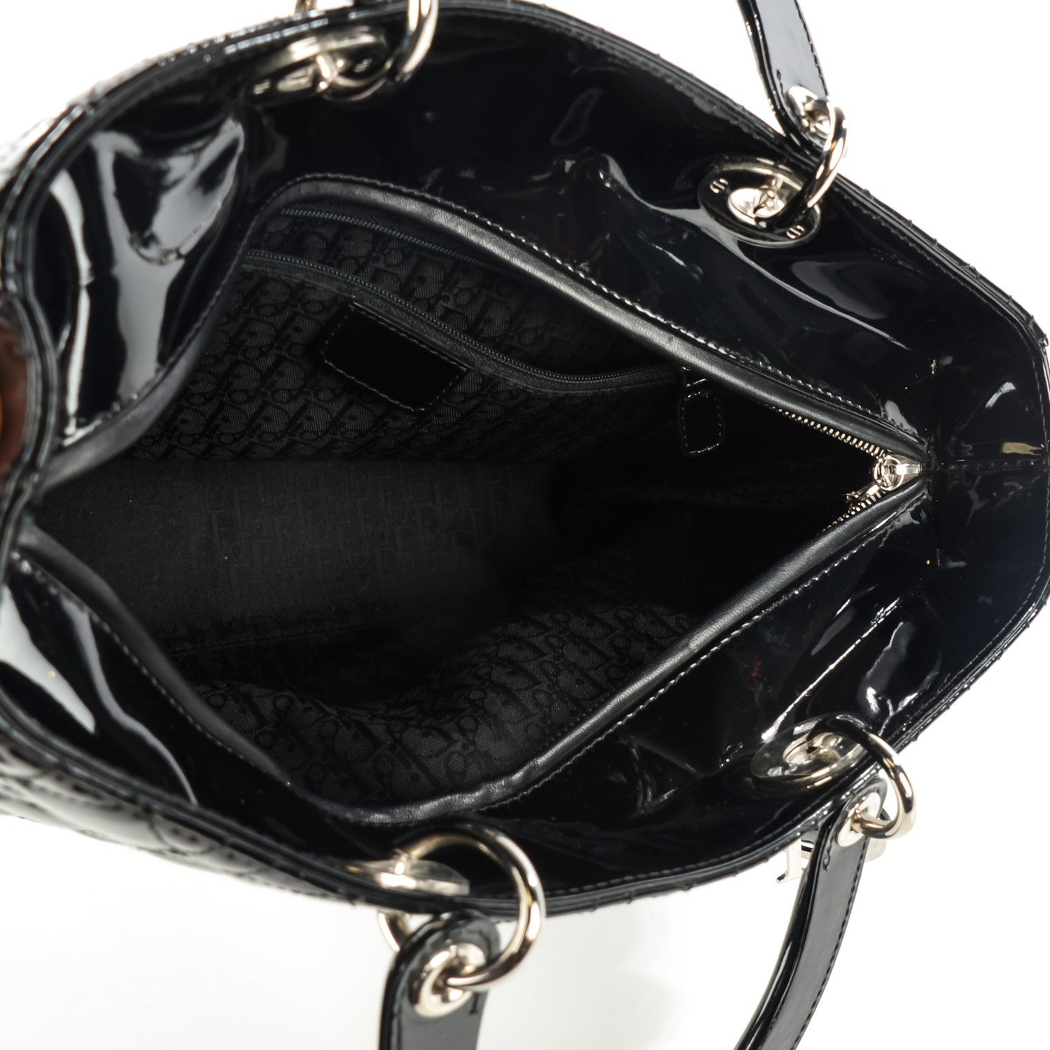 Christian Dior Patent Cannage Large Lady Dior Black 5 of 8