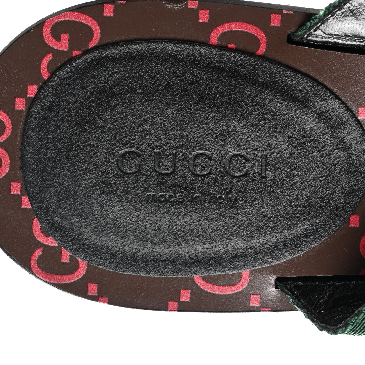 Gucci Nylon Calfskin Web GG Monogram Womens Thong Sandals 37 Green Red Cocoa 7 of 8