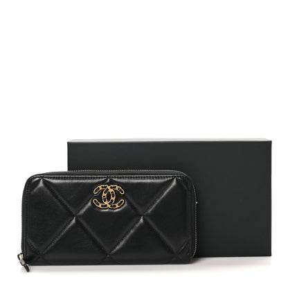 Chanel Lambskin Quilted 19 Long Zipped Around Wallet Black 10 of 10