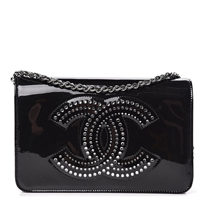 Chanel Patent Strass Wallet On Chain WOC Black 1 of 15