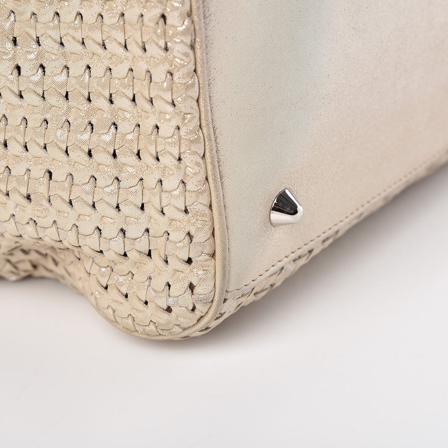 Metallic Suede Woven Lady Dior Shopping Tote Gold
