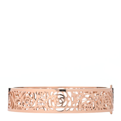 Chanel 18K Rose Gold Camellia Ajoure Bangle Bracelet 1 of 5