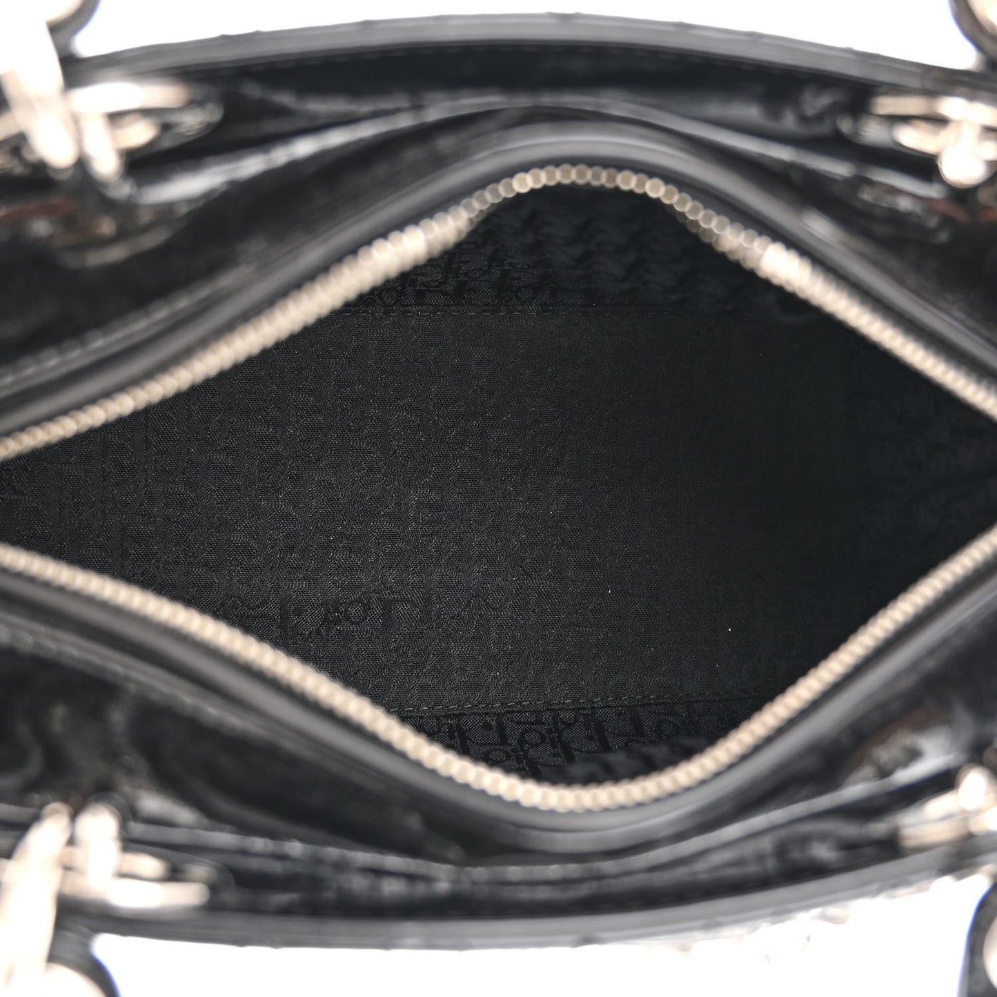 Patent Cannage Stitched Medium Lady Dior Black