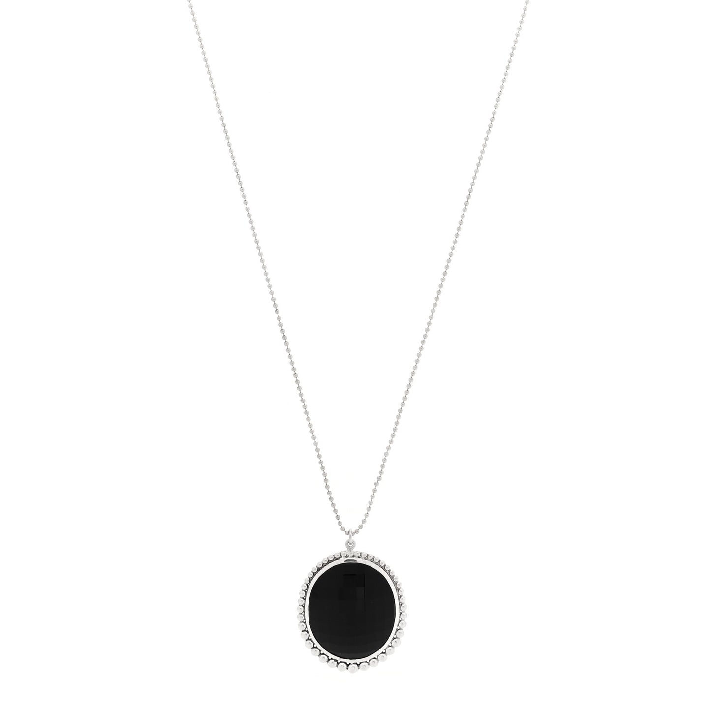 Sterling Silver Black Onyx Ziegfeld Oval Pendant Necklace