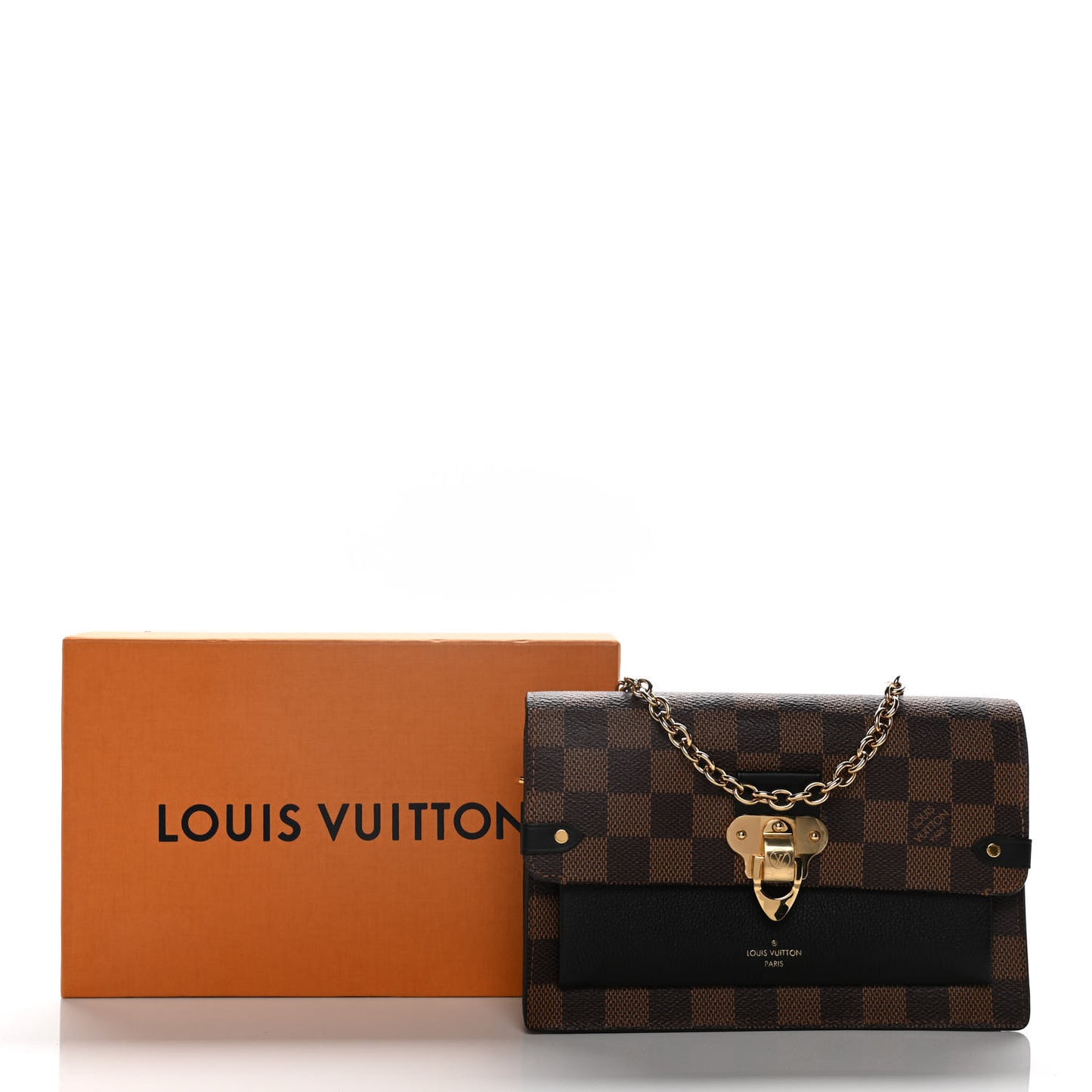Damier Ebene Vavin Chain Wallet Black