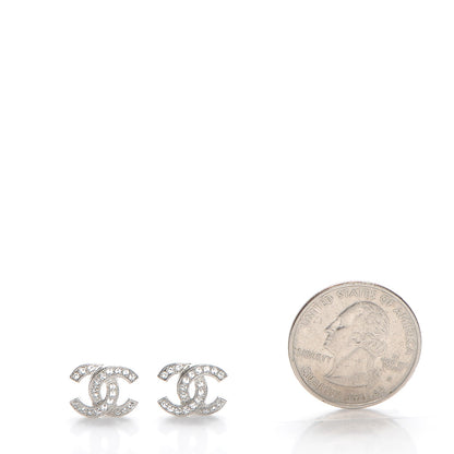 Chanel Crystal CC Earrings Silver 2 of 5