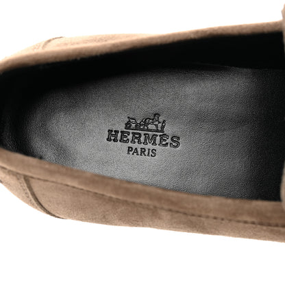 Hermes Suede Goatskin Womens Destin Loafers 39 Etoupe 6 of 10