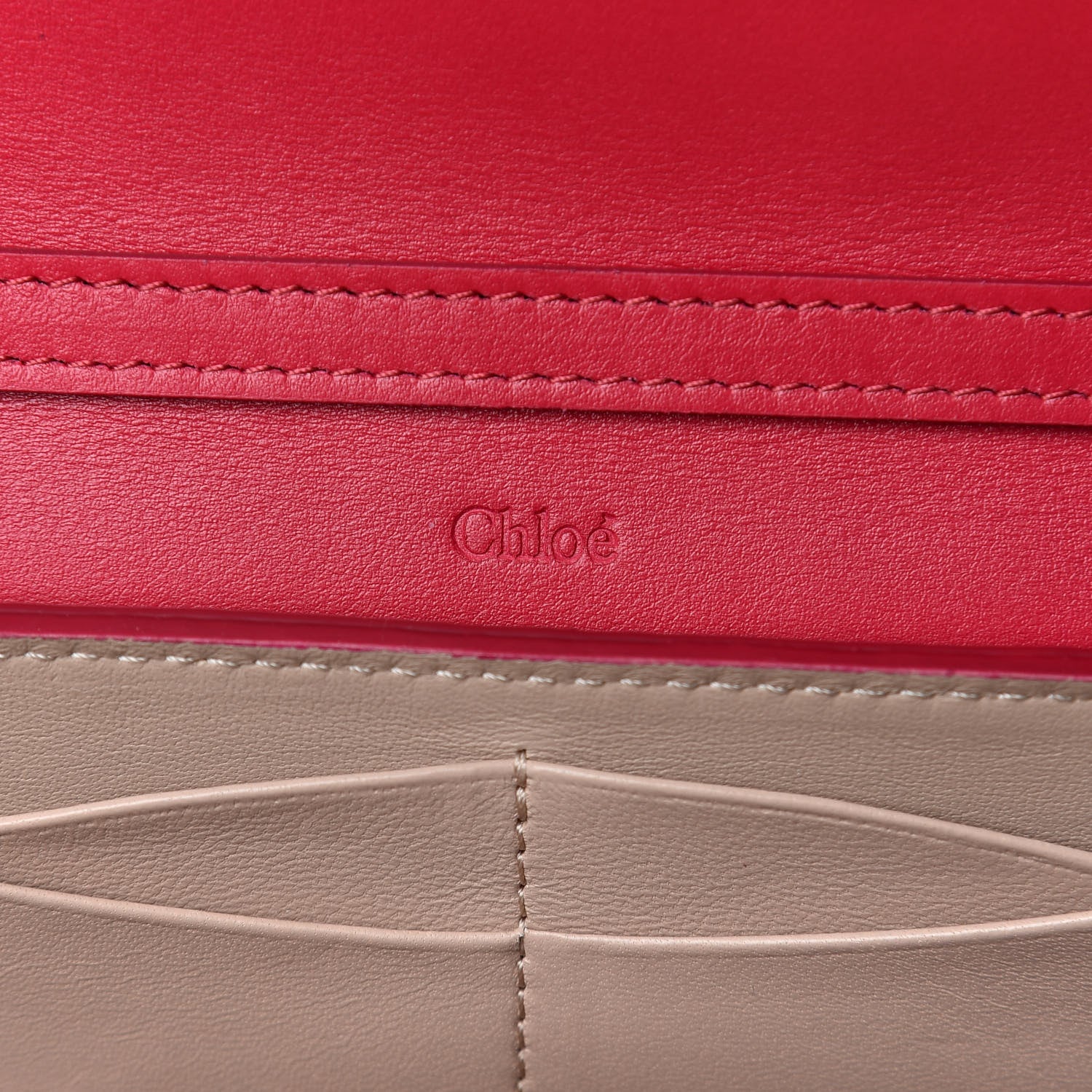 Chloe Shiny Grained Calfskin Aby Wallet on Chain Crimson Pink 7 of 12