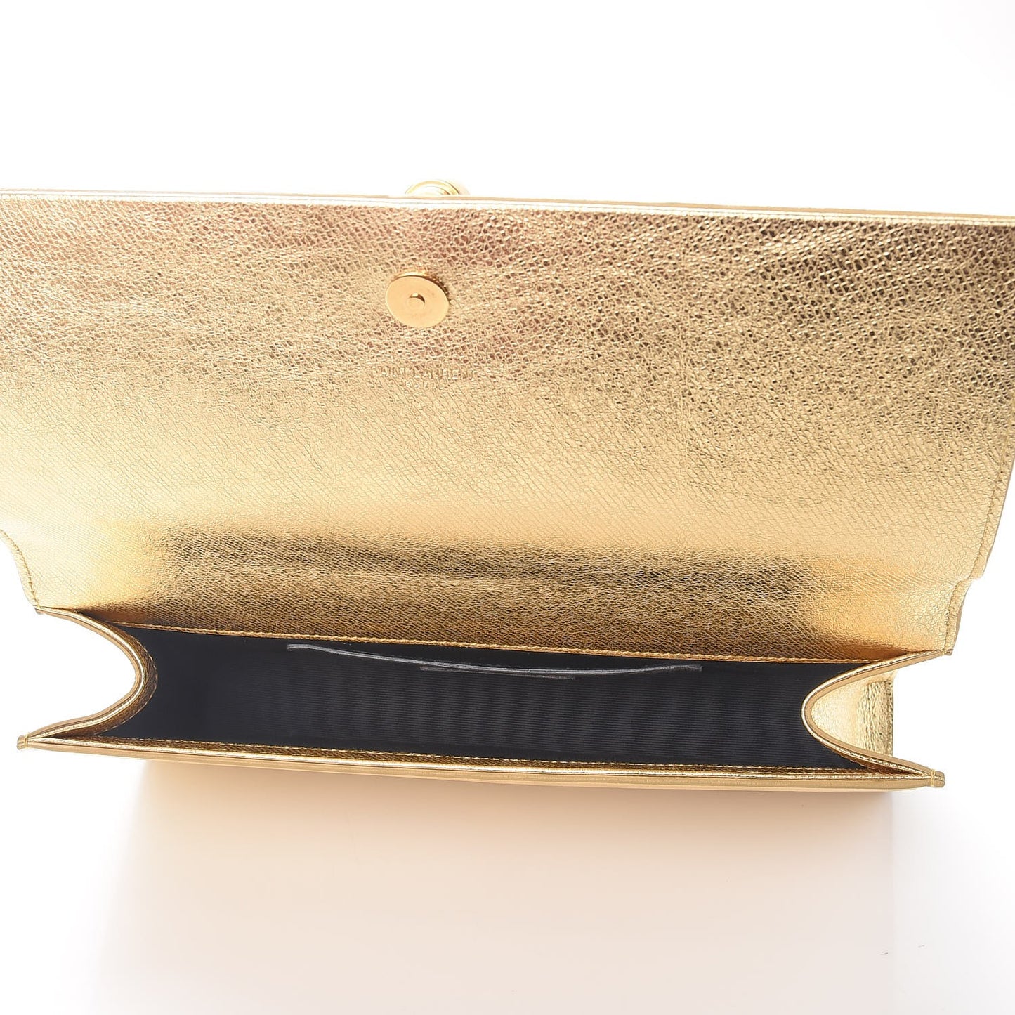Metallic Textured Calfskin Classic Monogram Tassel Clutch Gold
