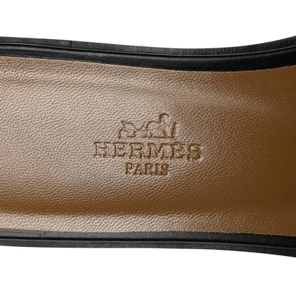 Hermes Box Calfskin Oran Sandals 37.5 Black 7 of 9