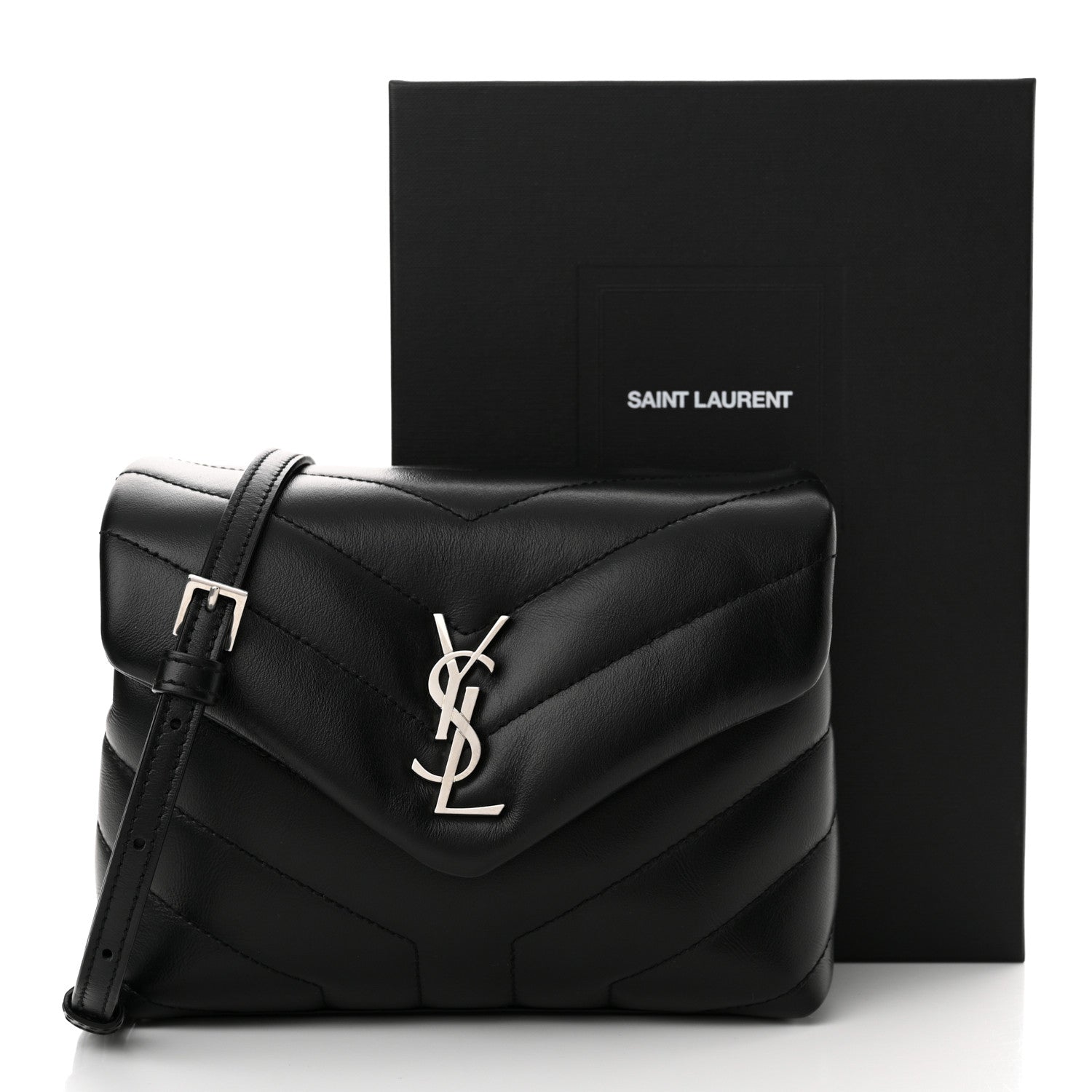 Saint Laurent Calfskin Y Quilted Monogram Toy Loulou Crossbody Bag Black 13 of 13