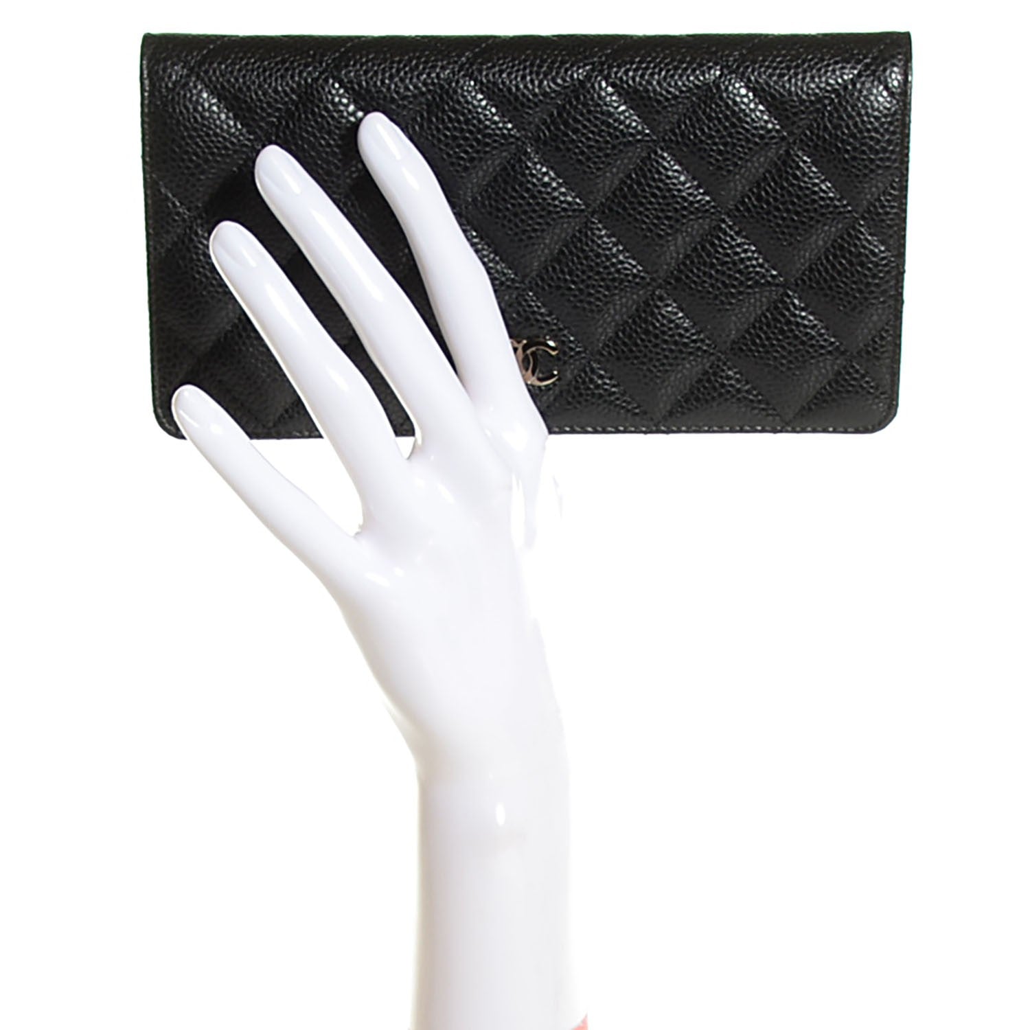 Chanel Caviar Quilted Yen Wallet Black 2 of 8