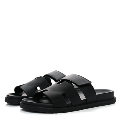 Hermes Calfskin Mens Chypre Sandals 41 Black 3 of 12