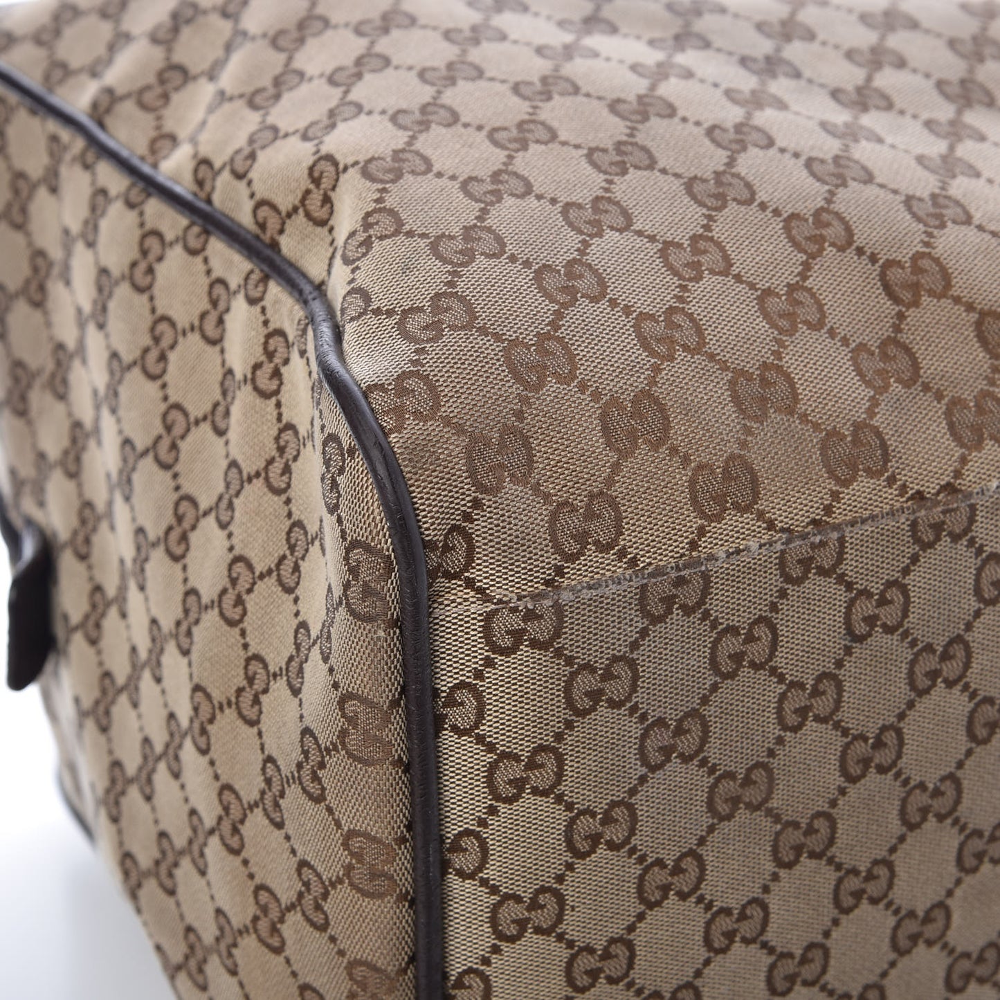 GG Monogram Web Large Collapsible Carry On Duffle Beige Brown