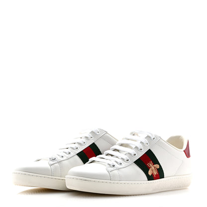 Gucci Calfskin Ayers Bee Embroidered Womens Ace Sneakers 37 White Green 4 of 10