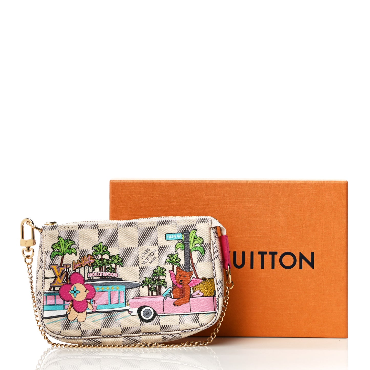 Damier Azur 2021 Christmas Animation Hollywood Mini Pochette Accessories Fuchsia