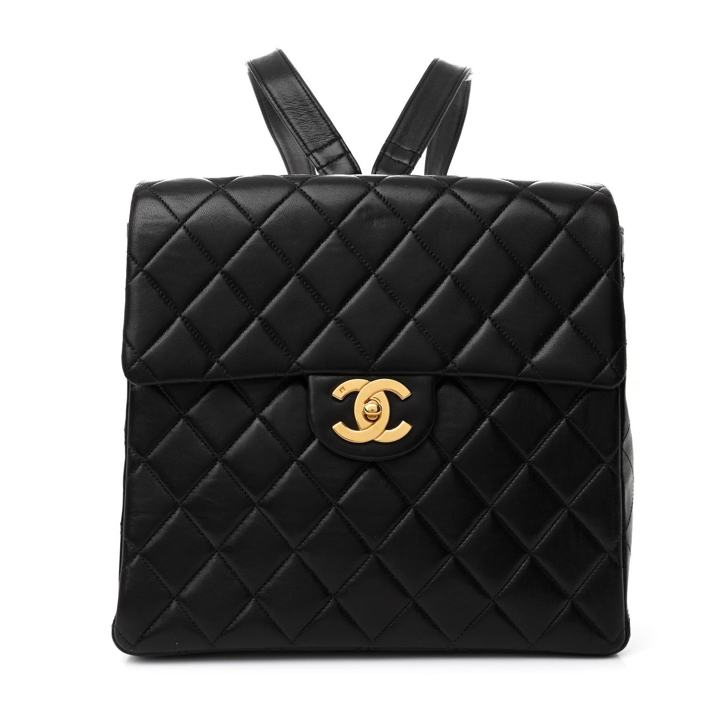 Lambskin Quilted Backpack Black