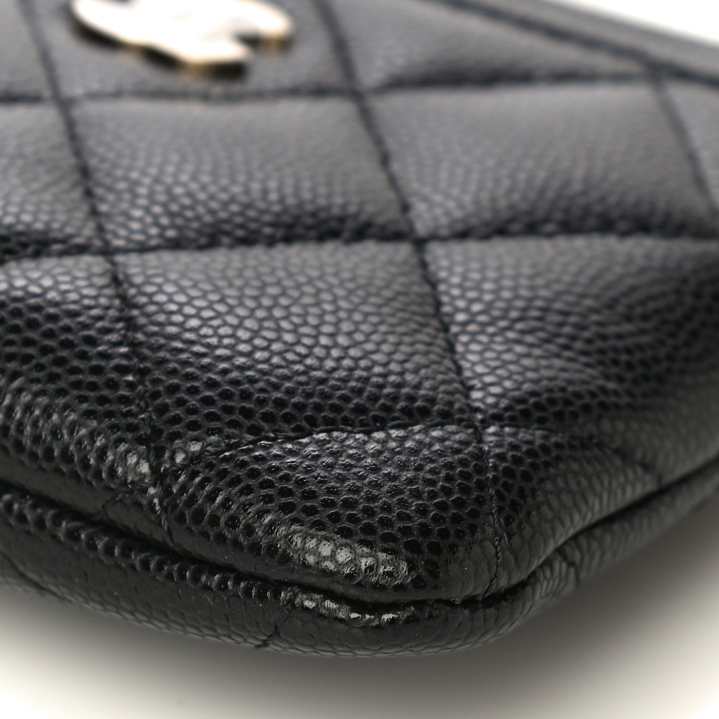 Caviar Quilted Zip Card Holder Wallet Black