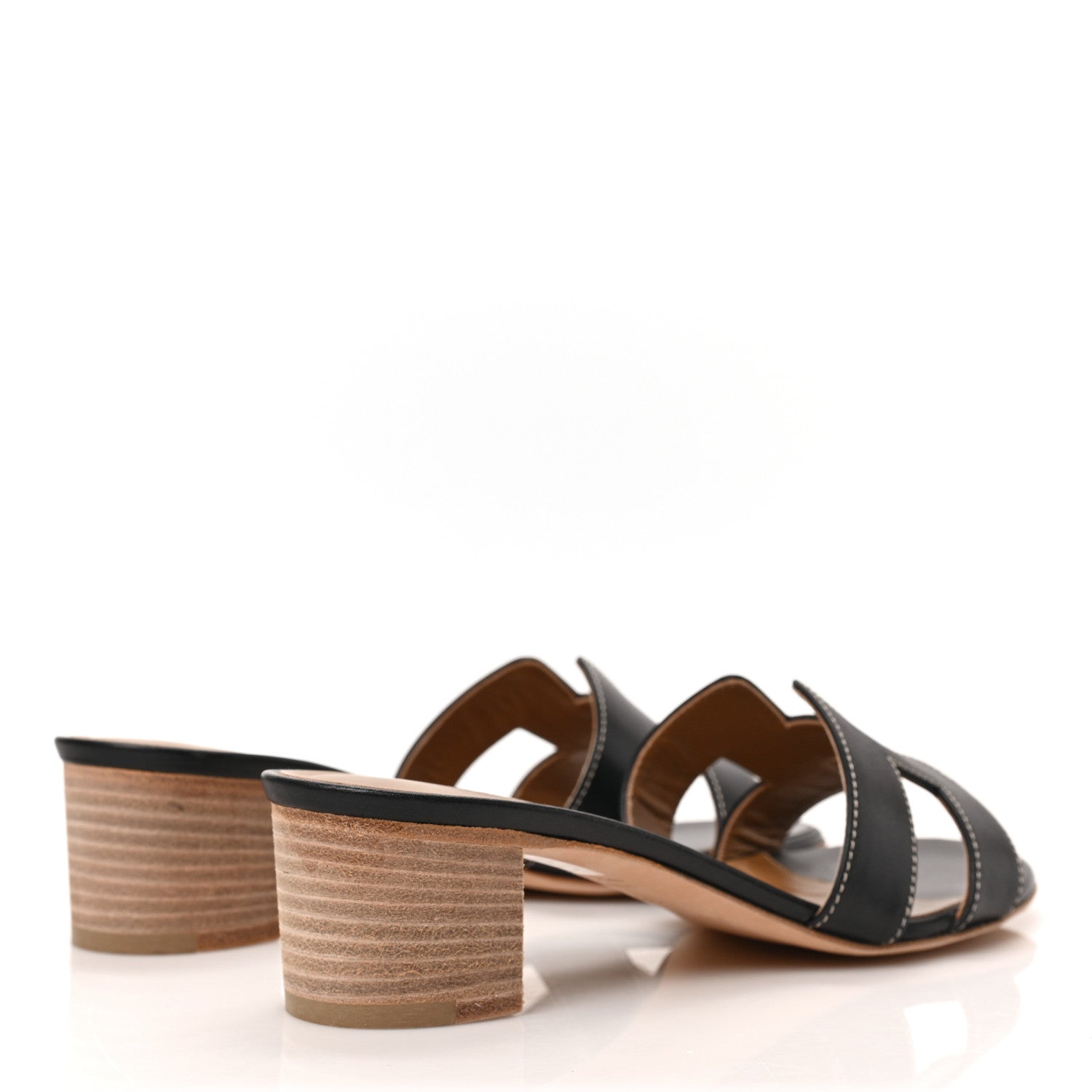 Hermes Calfskin Oasis Sandals 36.5 Black 4 of 8