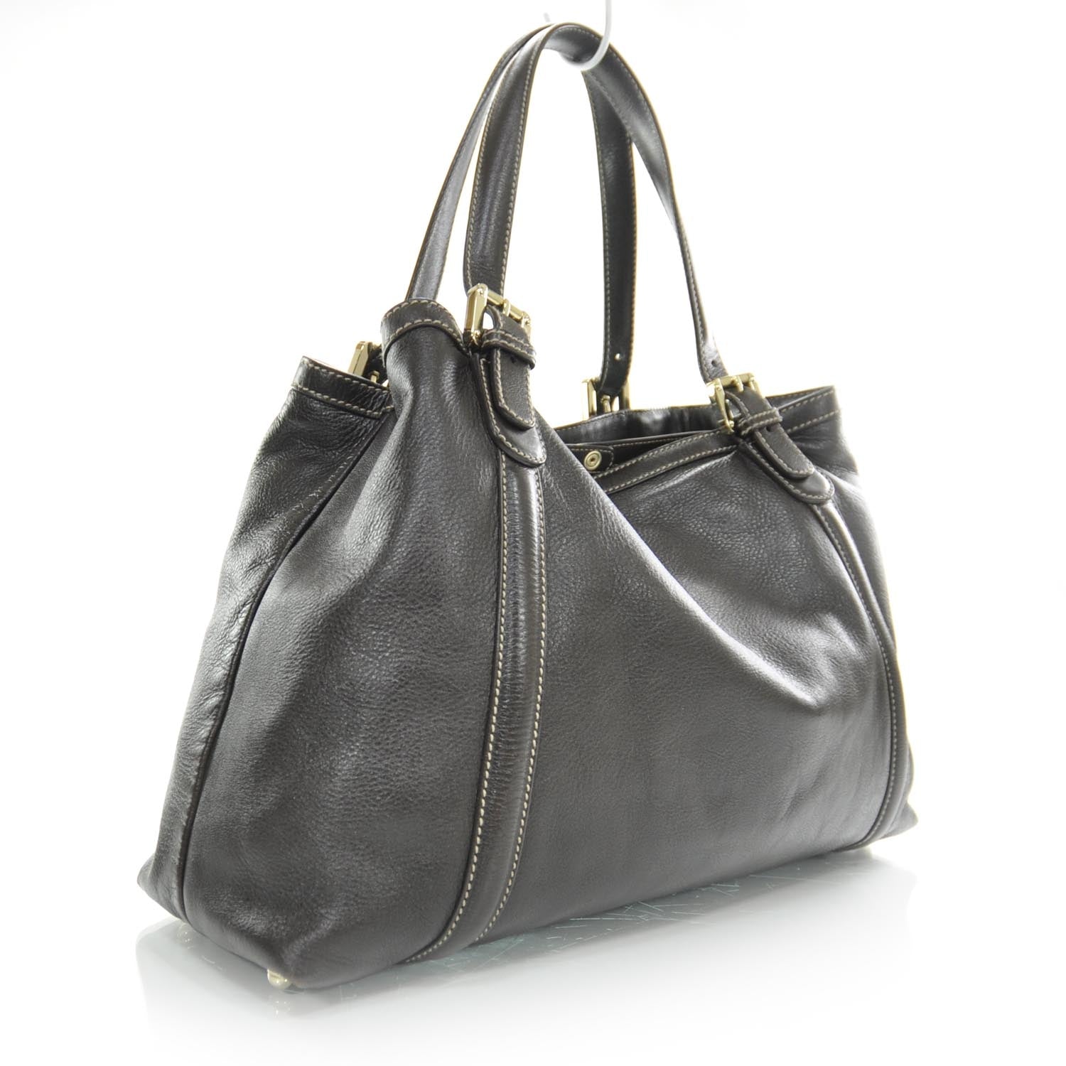 Gucci Leather Britt Tote Dark Brown 3 of 8