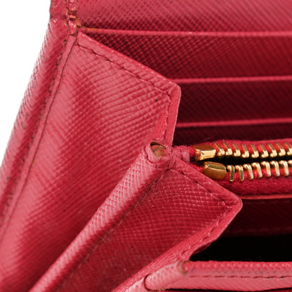 Prada Saffiano Triangle Continental Flap Wallet Peonia 9 of 15