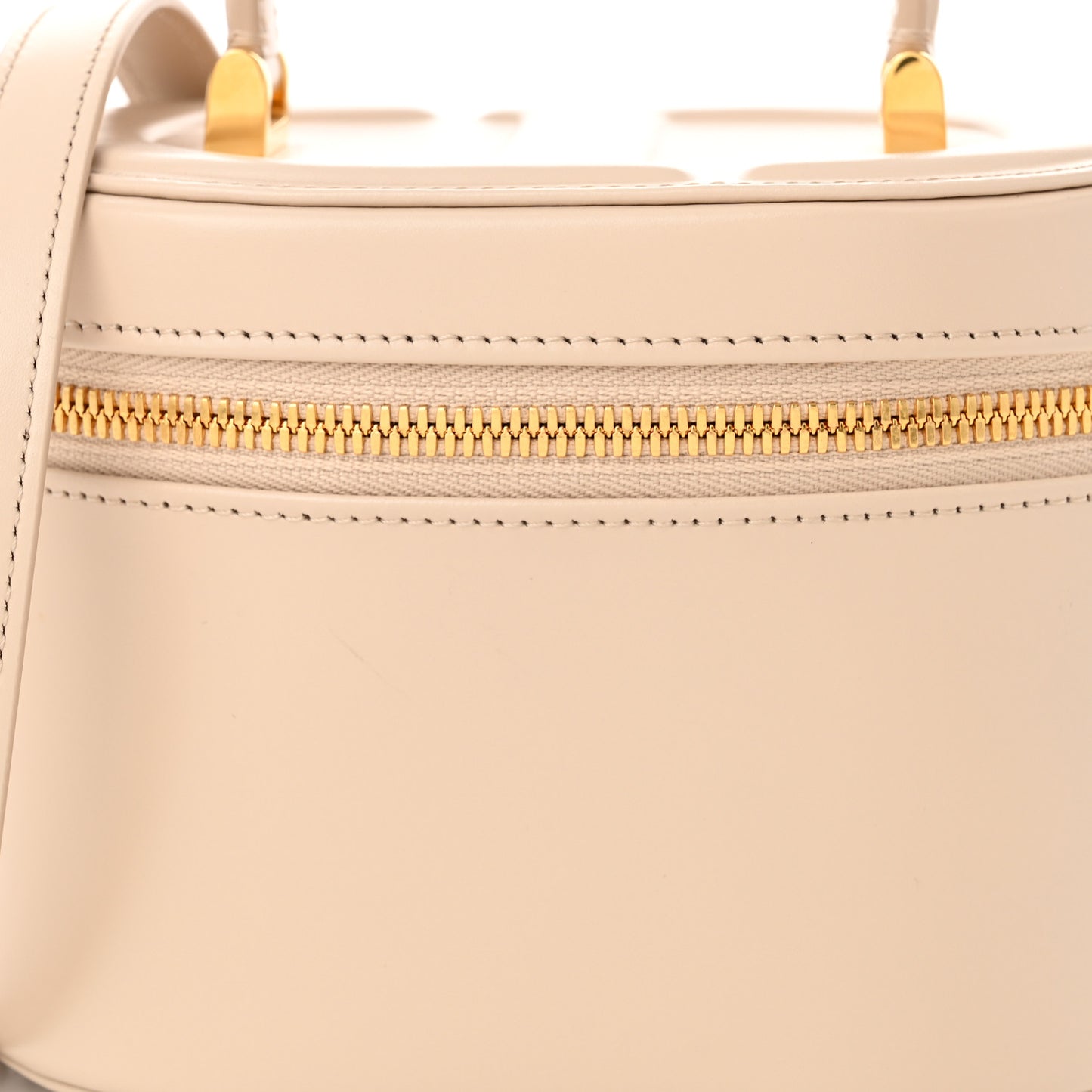Calfskin CD Signature Vanity Case Caramel Beige