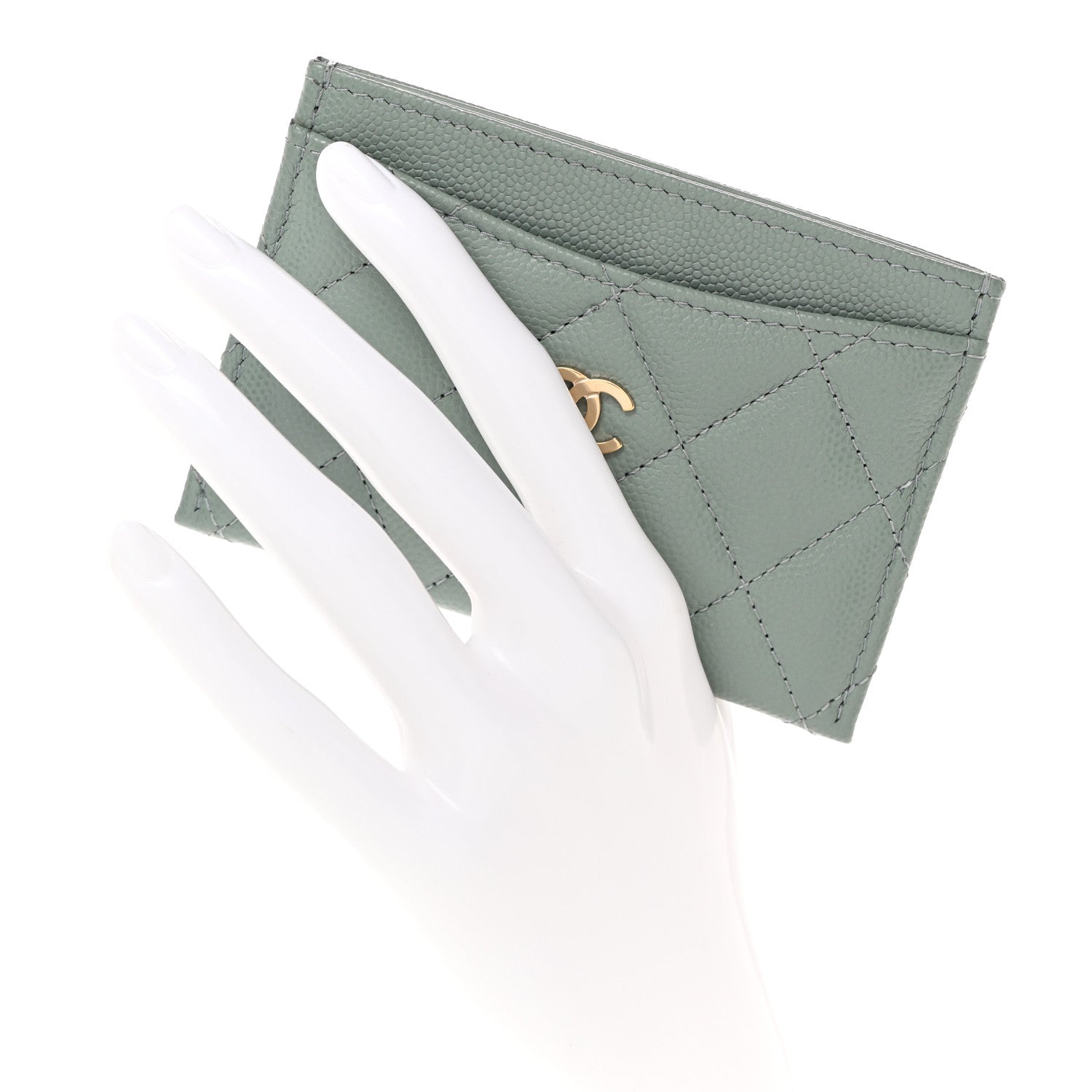 Chanel Caviar Quilted Card Holder Grey 2 of 10