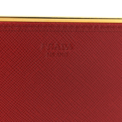 Prada Saffiano Metal Bar Flap Wallet Fuoco 7 of 12