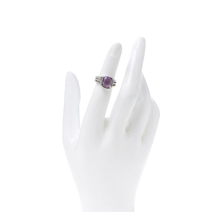 David Yurman Sterling Silver Diamond Amethyst 10mm Petite Wheaton Ring 47 4 2 of 4