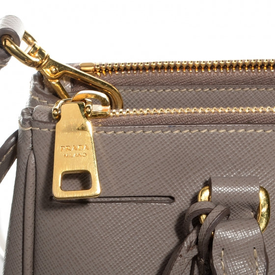 Prada Saffiano Lux Mini Double Zip Tote Argilla 6 of 10