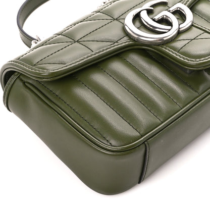 Gucci Calfskin Matelasse Aria Mini GG Marmont Shoulder Bag Military Wood 10 of 11