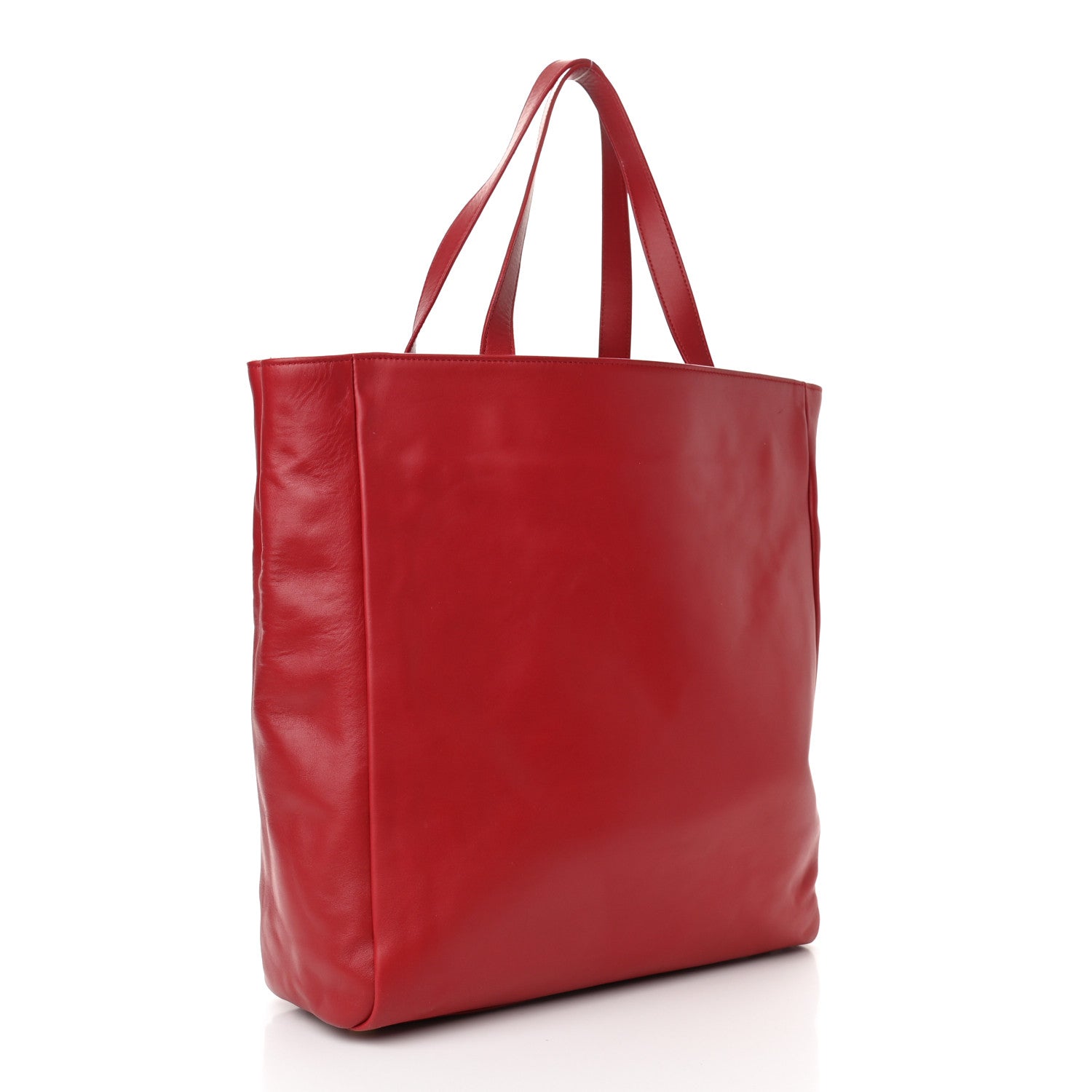 Saint Laurent Calfskin Suede North South Reversible Shopping Tote Red 3 of 10