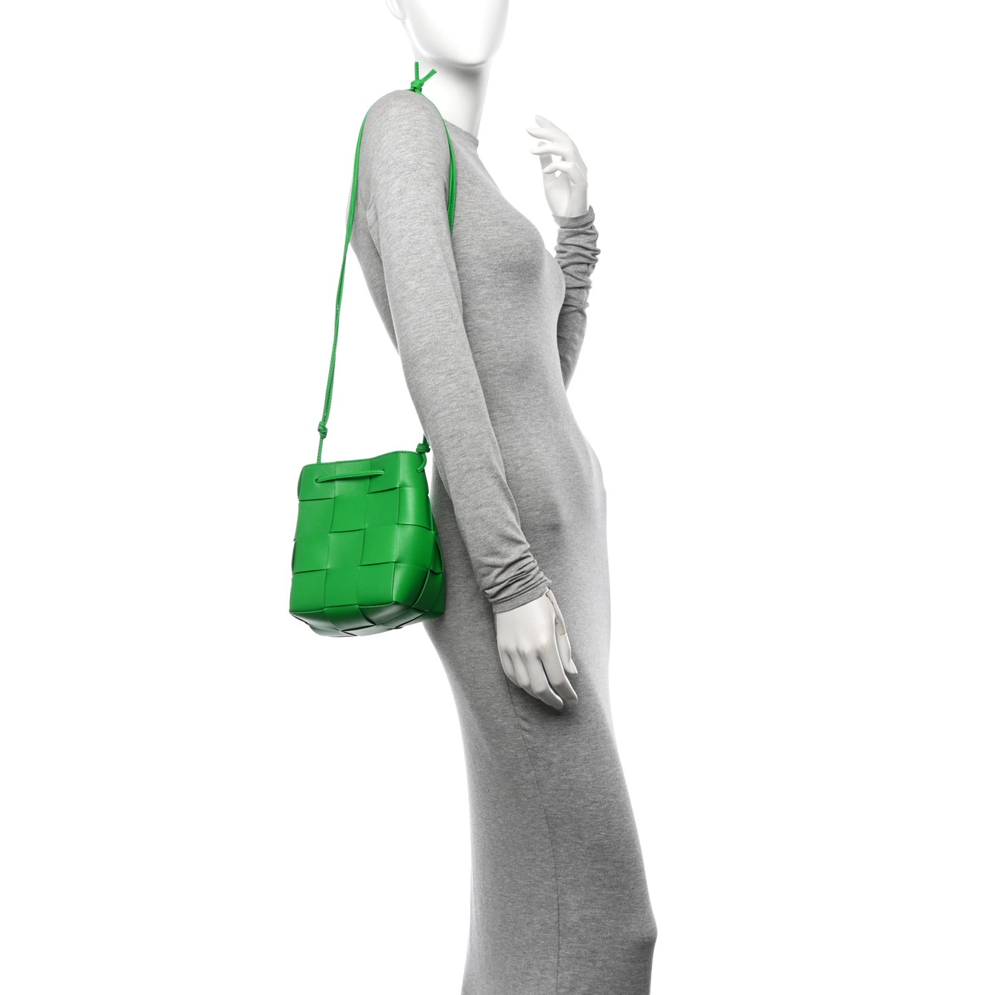 Nappa Maxi Intrecciato Small Cassette Bucket Bag Parakeet