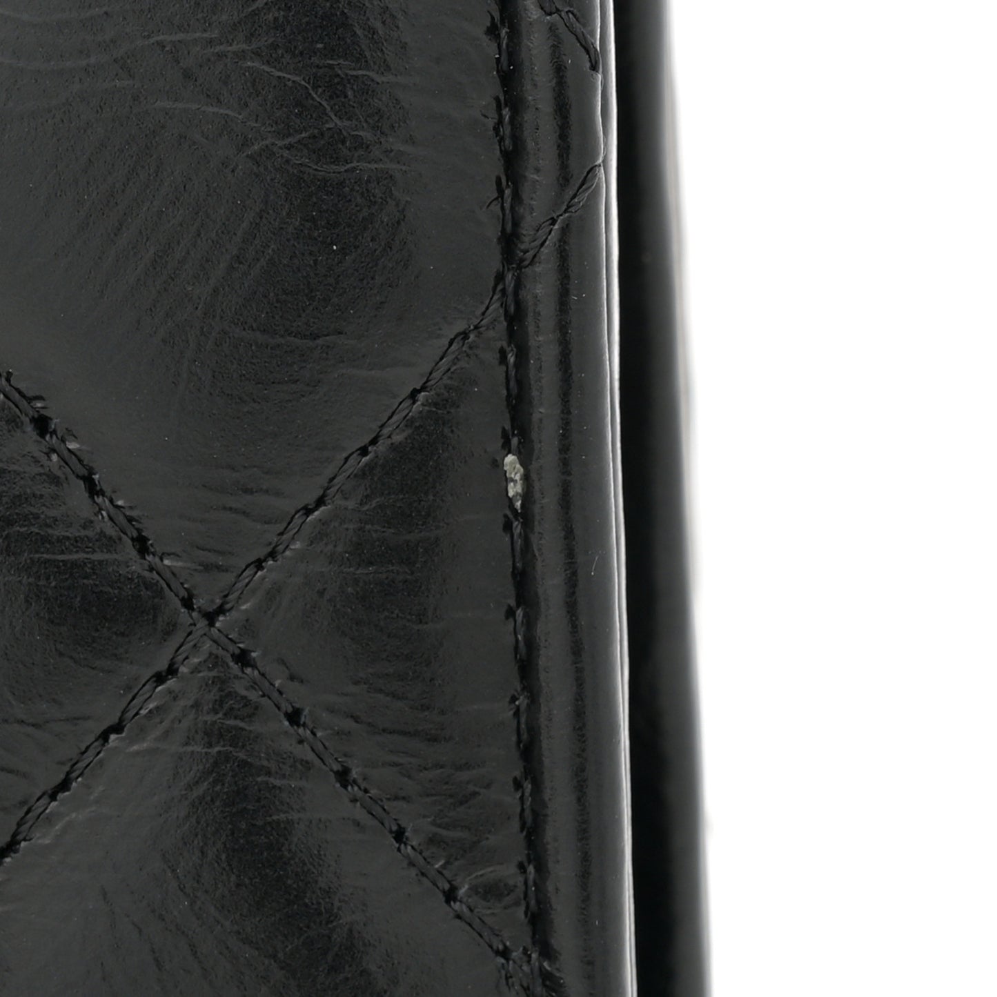 Shiny Crumpled Calfskin Crystal Quilted Precious Handle Clutch With Chain Black