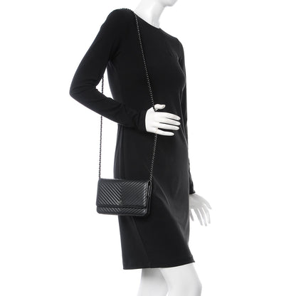 Chanel Lambskin Chevron Quilted Wallet On Chain WOC So Black 2 of 9