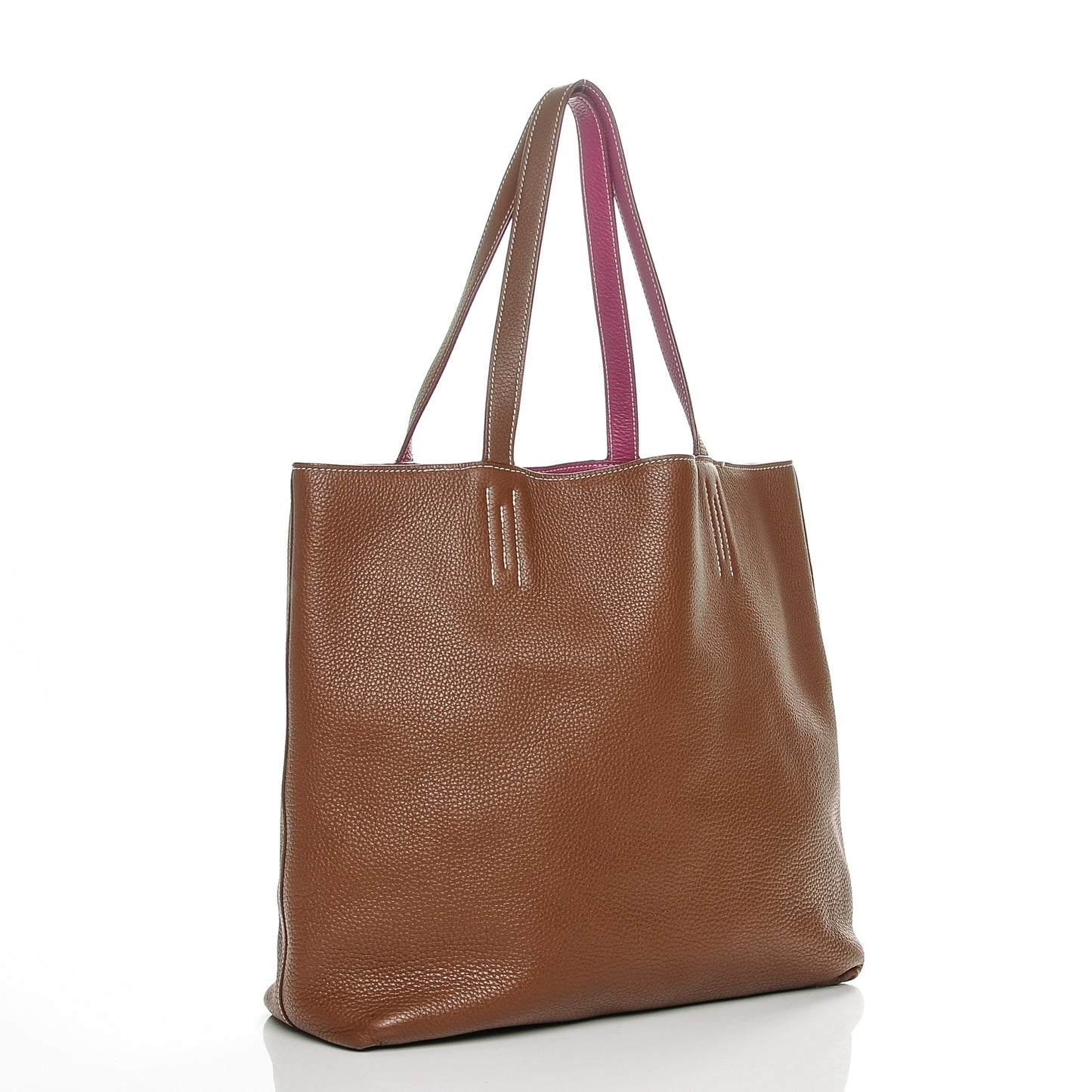 Taurillon Clemence Double Sens 45 Reversible Tote Marron Tosca