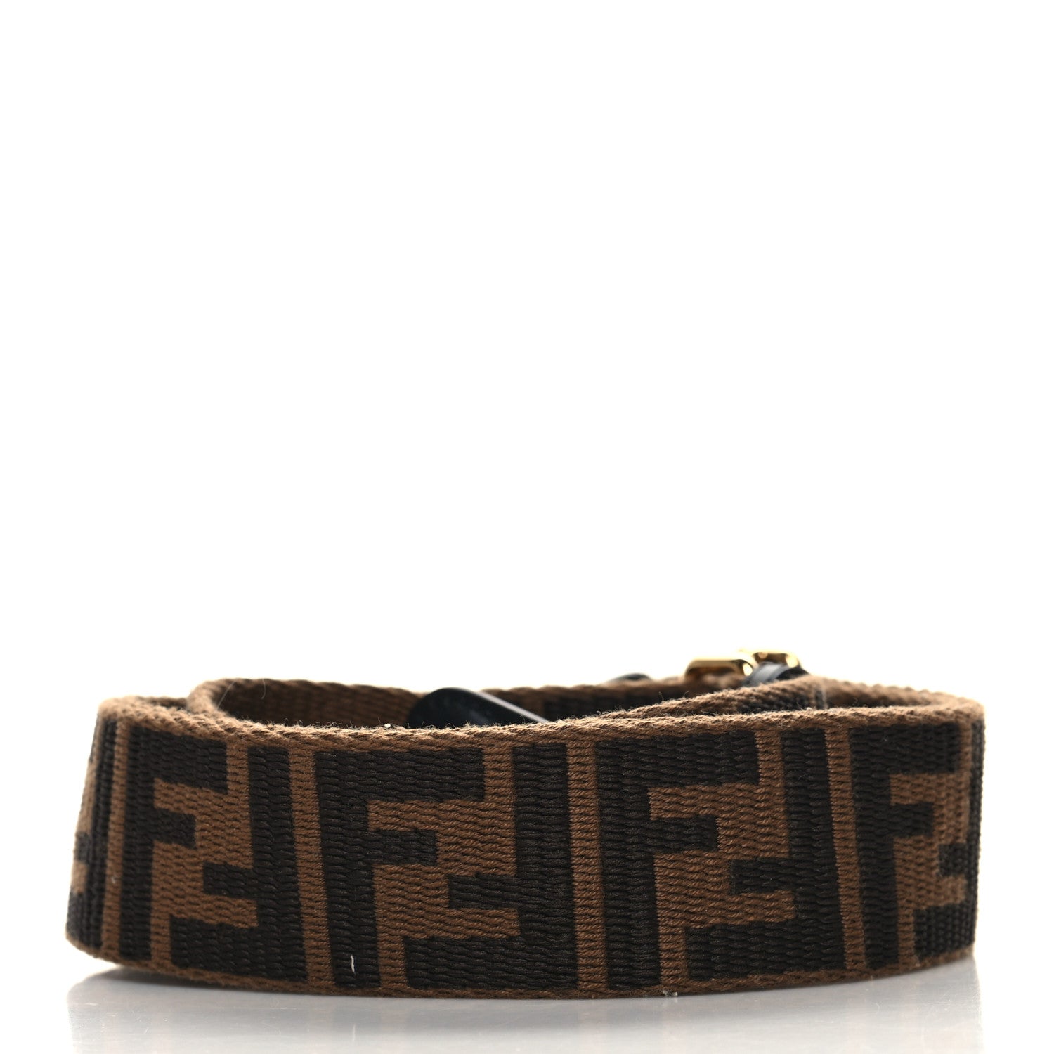 Fendi Jacquard Ribbon Vitello King FF Adjustable Strap You Fango Marrone Black 2 of 5
