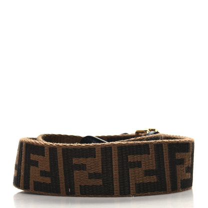 Fendi Jacquard Ribbon Vitello King FF Adjustable Strap You Fango Marrone Black 2 of 5