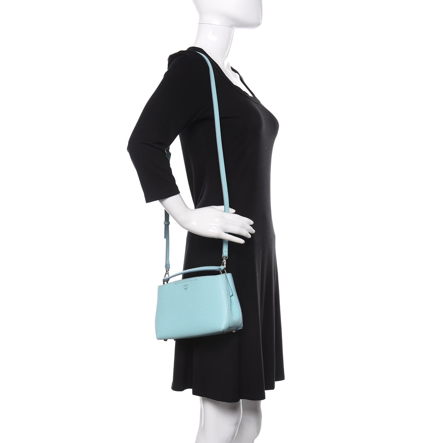 MCM Grained Calfskin Mini Tote Light Blue 2 of 9
