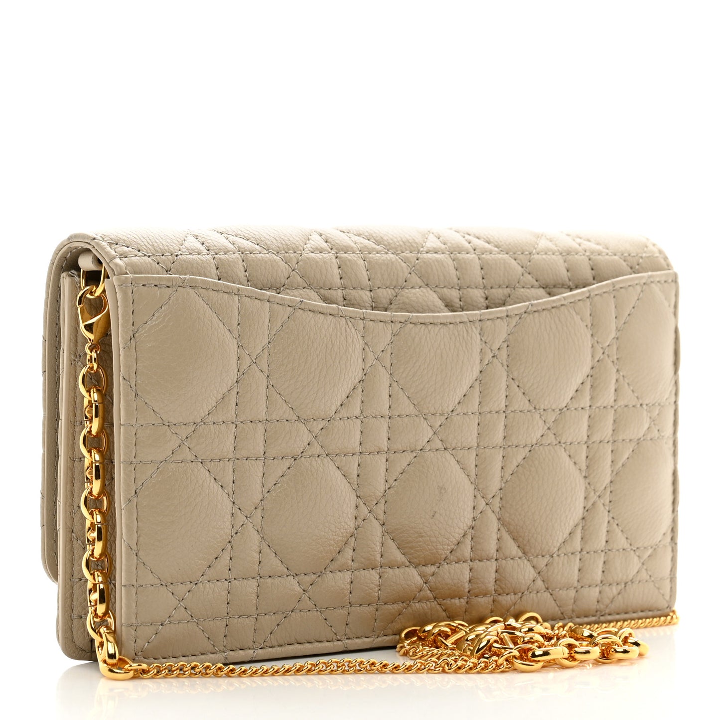 Supple Calfskin Caro Pouch with Chain Sand