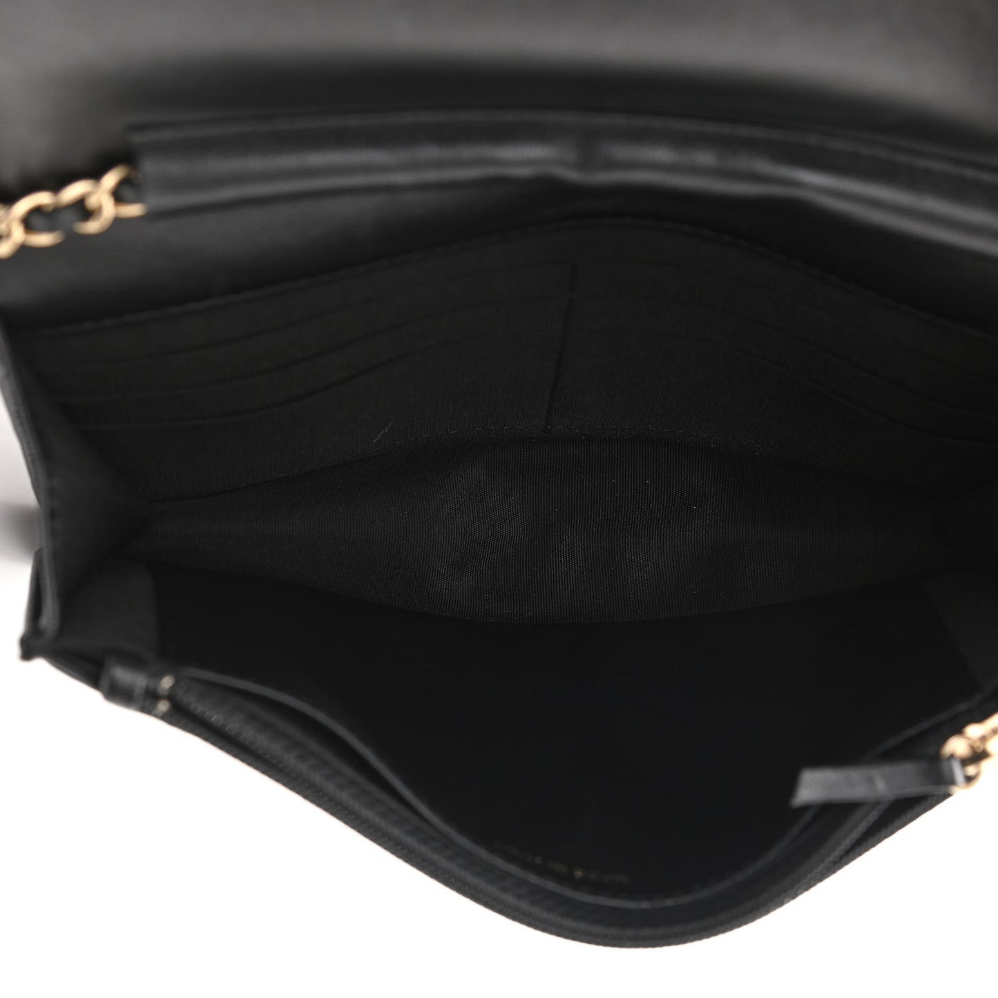 Lambskin Camellia Embossed Wallet On Chain WOC Black Gold