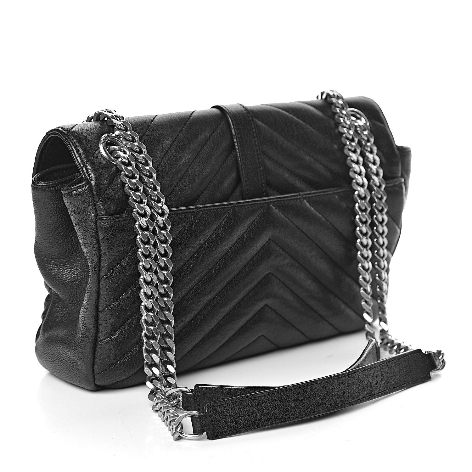 Saint Laurent Sheepskin Matelasse Medium Monogram College Punk Chain Satchel Black 3 of 10