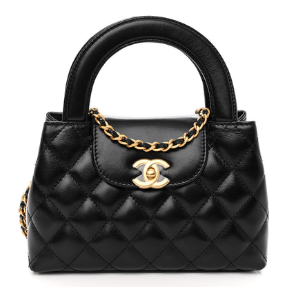 Chanel Shiny Aged Calfskin Quilted Nano Kelly Shopper Black 1 of 9