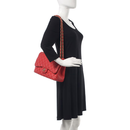 Chanel Lambskin Quilted Jumbo Double Flap Red 2 of 14