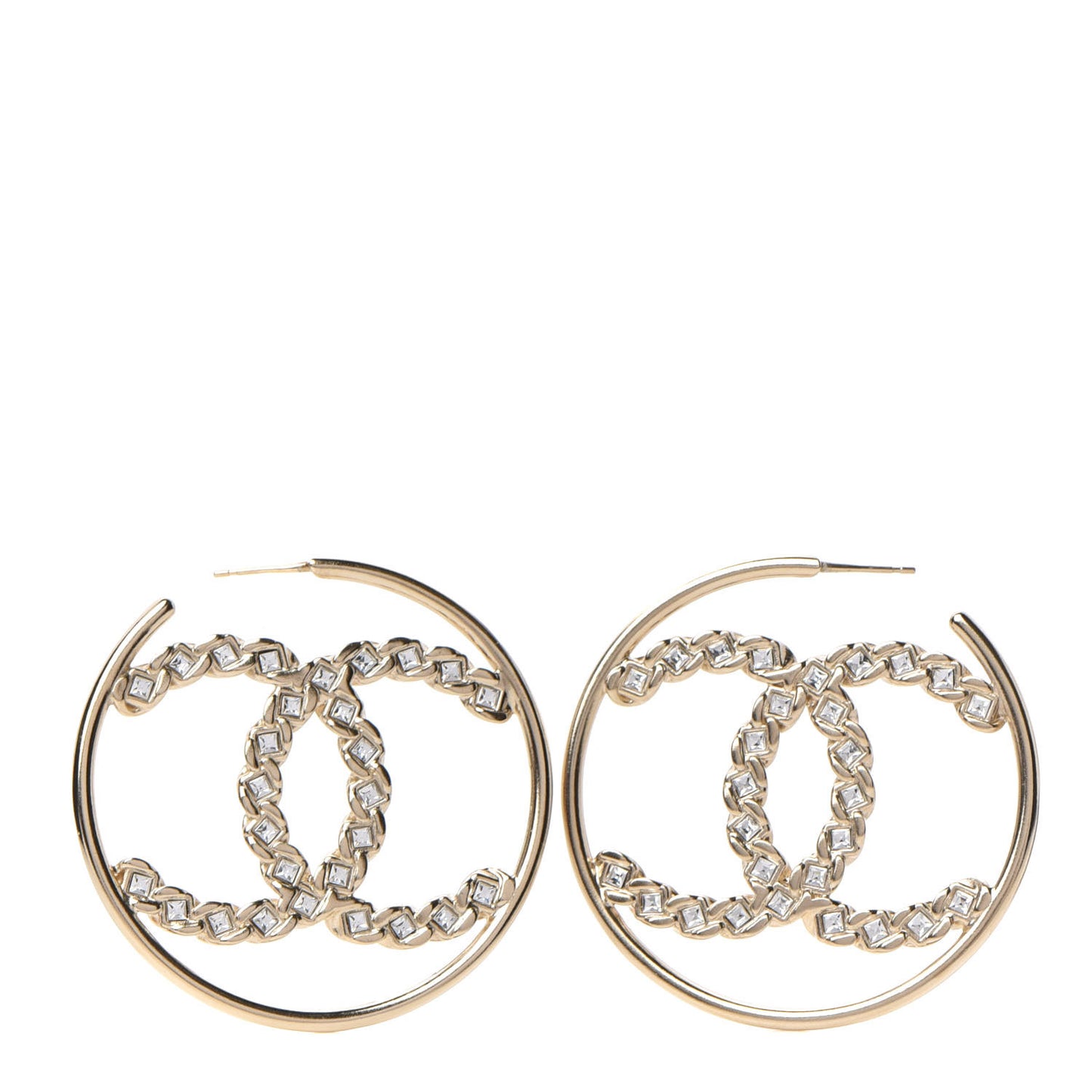 Crystal High Society CC Hoop Earrings Gold