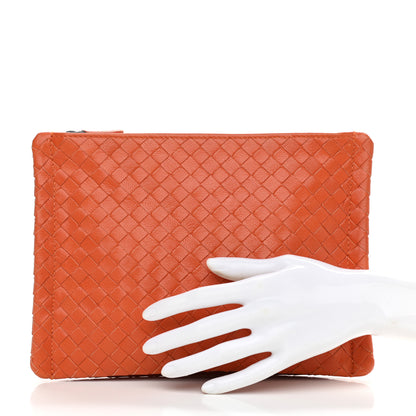 Bottega Veneta Nappa Intrecciato Medium Zip Pouch Orange 2 of 7