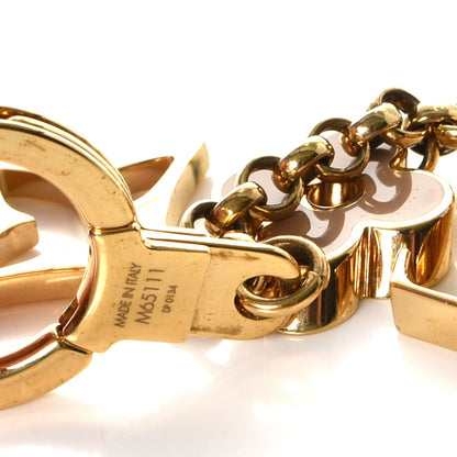 Louis Vuitton Brass Enamel Fleur De Monogram Bag Charm Chain Gold 6 of 6